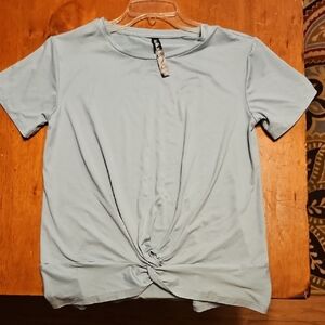 Light Blue Knot Front Women's Top